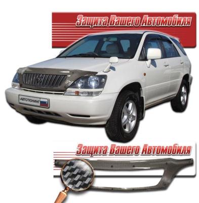 Дефлектор капота Шелкография "карбон" серебро Toyota Harrier 1997 - 2002.