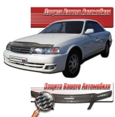 Дефлектор капота Шелкография "карбон" серебро Toyota Chaser 1997 - 2001.