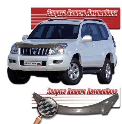 Дефлектор капота Шелкография "карбон" серебро Toyota Land Cruiser Prado 2004.