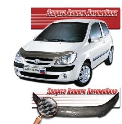 Дефлектор капота Шелкография "карбон" серебро Hyundai Getz 2007.