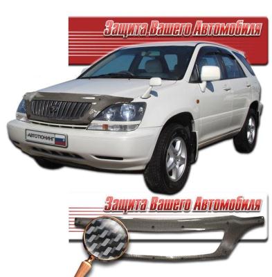 Дефлектор капота Шелкография "карбон" серебро Lexus RX 1997 - 2002.