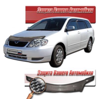 Дефлектор капота Шелкография "карбон" серебро Toyota Corolla Fielder 1999 - 2004.