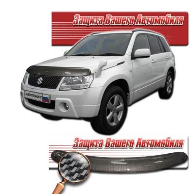 Дефлектор капота Шелкография "карбон" серебро Suzuki Grand Vitara 2005 - наст. время.