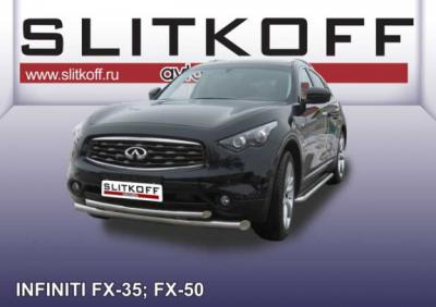 Защита переднего бампера d76+d57 двойная Infiniti FX II 35/50 2008 - наст. время.