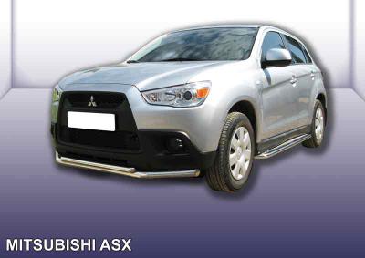 Защита переднего бампера d57+d42 двойная Mitsubishi ASX.