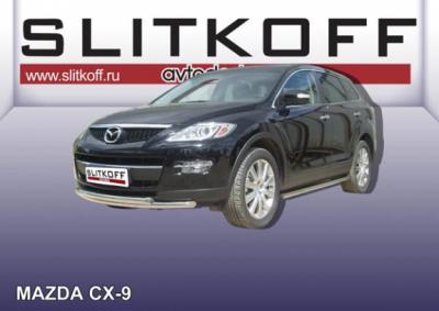 Защита переднего бампера d57+d57 двойная Mazda CX-9 2007 - наст. время.