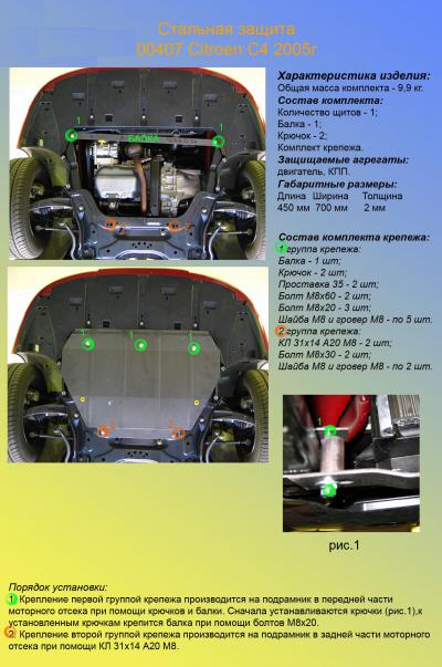 Стальная защита картера Citroen C4.