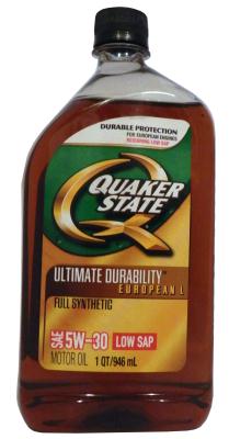 Quaker State Ultimate Durability European L Full Synthetic 5W-30 Motor Oil .