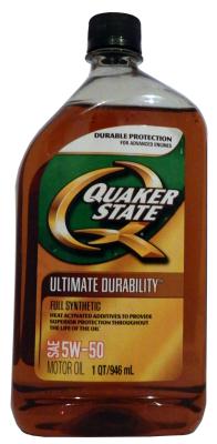 Quaker State QUAKER STATE ULTIMATE DURABILITY SAE 5W-50 FULL SYNTHETIC MOTOR OIL .